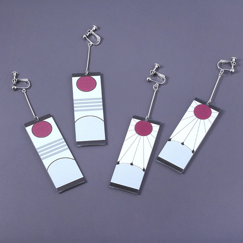 Demon Slayer: Kimetsu no Yaiba earrings, Tanjiro Kamado's same style sun ear clip, ear hook butterfly ninja acrylic double-sided earrings