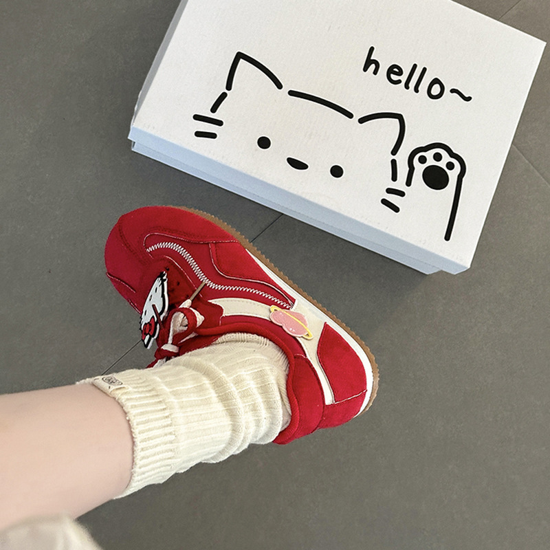 复古凯蒂猫运动德训鞋秋冬季卡通可爱百搭单鞋简约通勤女生休闲鞋|undefined