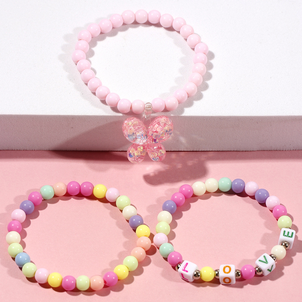 fashion Acrylic colorful Beaded Sequined Butterfly Bracelet Set