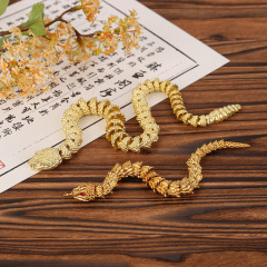 Brass Hot Selling 3D Living Snake Figurine, Playable Item, Snake Zodiac Decoration, Moveable Craft, Copper Artifact, Antique