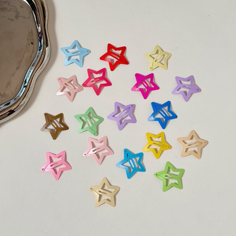 New dopamine-inspired five-pointed star hair clips, side-swept bangs clips, small hairpins, and hair accessories