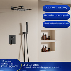 Hidden installation shower set embedded in wall wall-mounted full copper hotel shower head gray shower set hot melt