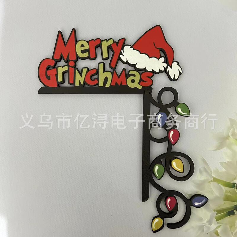クリスマスのグリンチドアの装飾のペンダントクリスマスのグリンチの木製のドアのフレーム|undefined