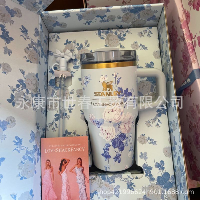 Stanley20oz保温杯繁花联名款小号斯坦利冰霸杯儿童吸管杯带手柄.|undefined