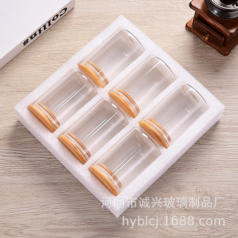 Algodón de perla 6 piezas de vidrio sellado conjunto de latas de almacenamiento de latas de vidrio de cocina de té de condimentos de latas de vidrio