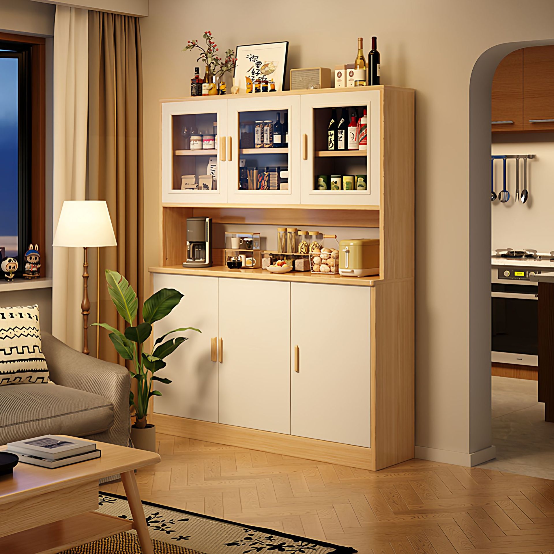 Sideboard Against the Wall Integrated Storage Cabinet Living Room Modern Simple Cabinet Light Luxury Storage Cabinet Storage Side Cabinet Wine Cabinet