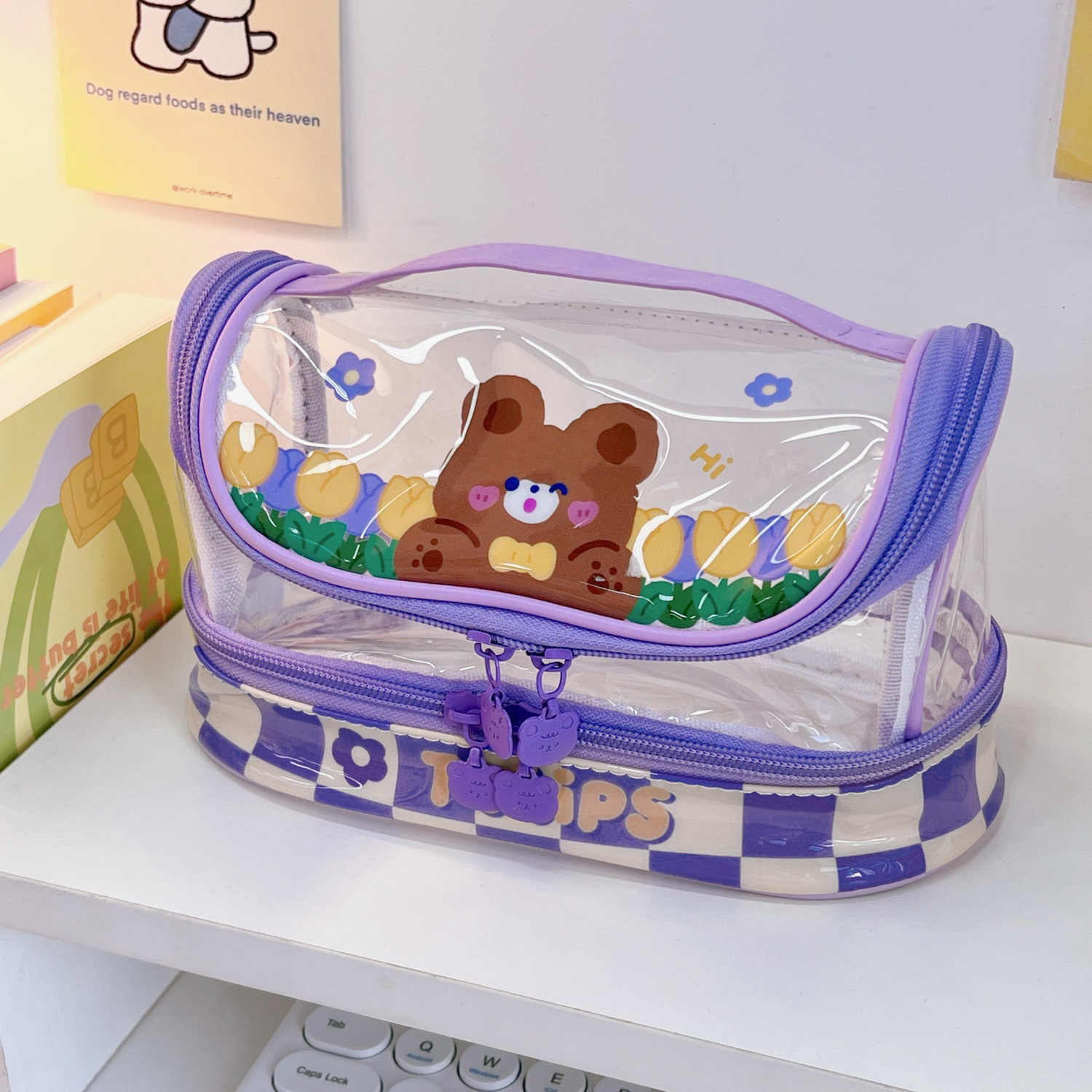 Caja de lápices en estilo fresco bolsa de papelería transparente de gran capacidad de alto aspecto simple caja de papelería de estudiante de escuela primaria estudiantes de secundaria