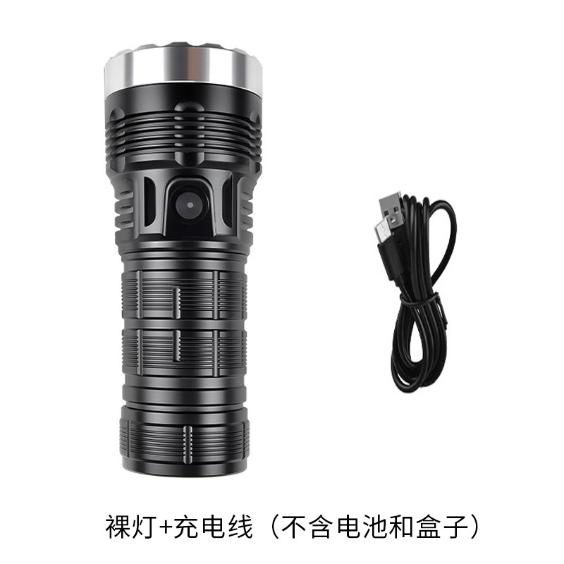 Nueva linterna brillante de alta potencia al aire libre carga de aluminio led prospectos 21700 en un silo de luz ultra brillante