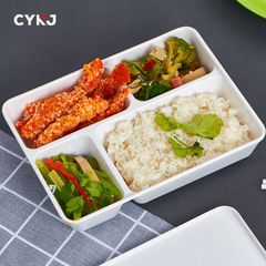 密胺仿瓷多格分餐盤六格學校快餐盤長方形塑料餐具餐館食堂盤套裝