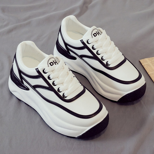 2024 Spring New Versatile White Shoes Women's Sports and Casual Dad Shoes Ins Trendy Thick Sole Internet Celebrities