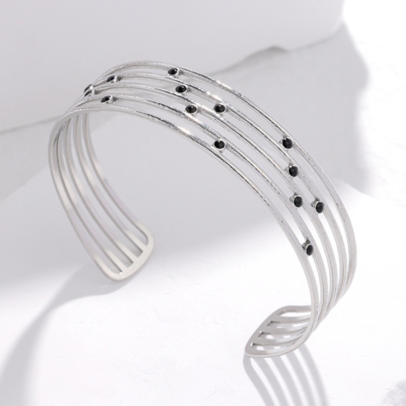 Simple Style Round Dots Stainless Steel Enamel Plating Bangle 1 Piece display picture 4