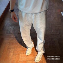 西博420G重磅卫裤碳素磨毛无缝直筒卫裤休闲百搭运动卫裤男黑色潮