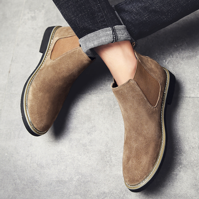 Cross-Border Martin Boots for Men 2025 New Men's Casual Warm Cotton Boots Fashionable Trendy Chelsea Boots Genuine Leather Boots