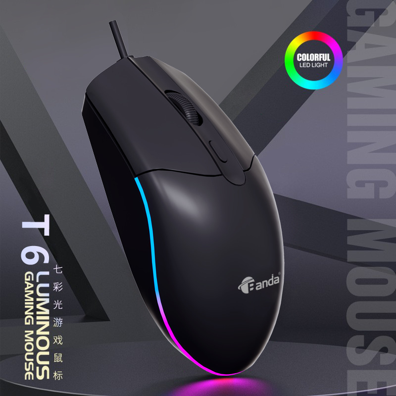 Banda T6 Private Model Wired USB Gaming Mouse, Cool Glowing Office Computer Mouse, Factory Customization, Cross-Border Banda T6 Private Model Wired USB Gaming Mouse, Cool Glowing Office Computer Mouse, Factory Customization, Cross-Border