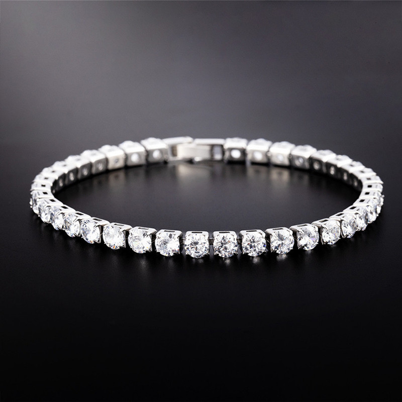 WIC 925 Silver Moissanite High D Color VVS Small Rock Sugar Tennis Chain String Pendant Simple Bracelet Necklace