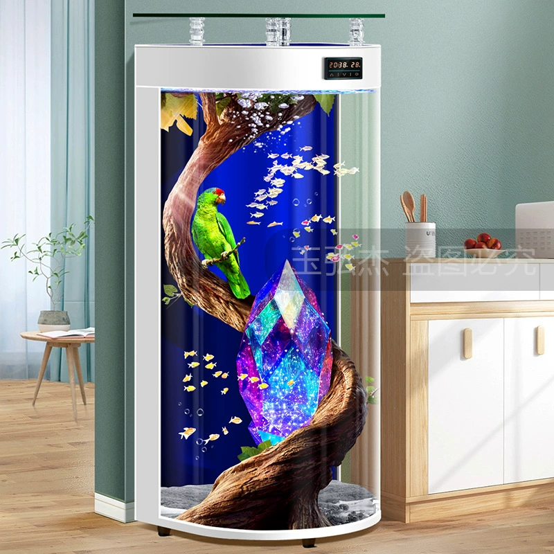 2023 Новый аквариум для гостиной полукруглый небольшой напольный аквариум шкаф для телевизора безводный стеклянный аквариум для золотых рыбок