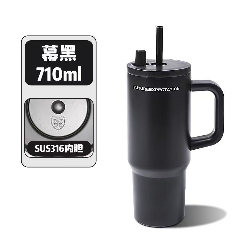 アイスバーカップ コーヒーカップ クロスオーバーオフィス 大容量魔法瓶カップ 車用ハンドル ストロー付き魔法瓶カップ 保冷|undefined