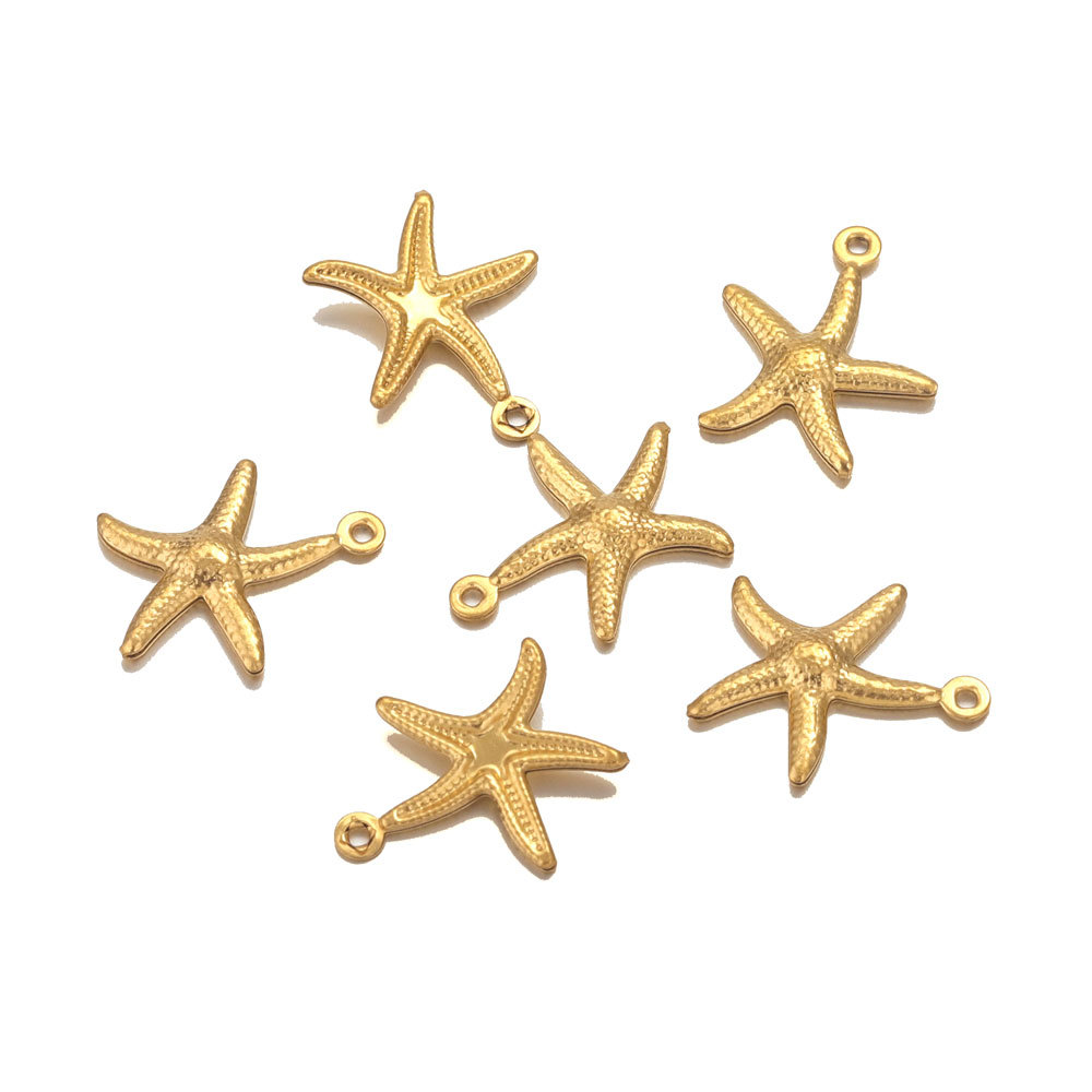 13 * 14mm, Diameter 17mm, Diameter 22mm Jewelry Making Size 20 PCS/Package 13 * 14mm Diameter 17mm 22mm 304 Stainless Steel PVD Coated Real Gold Plated Starfish Shell Polished Pendant DIY Jewelry Accessories