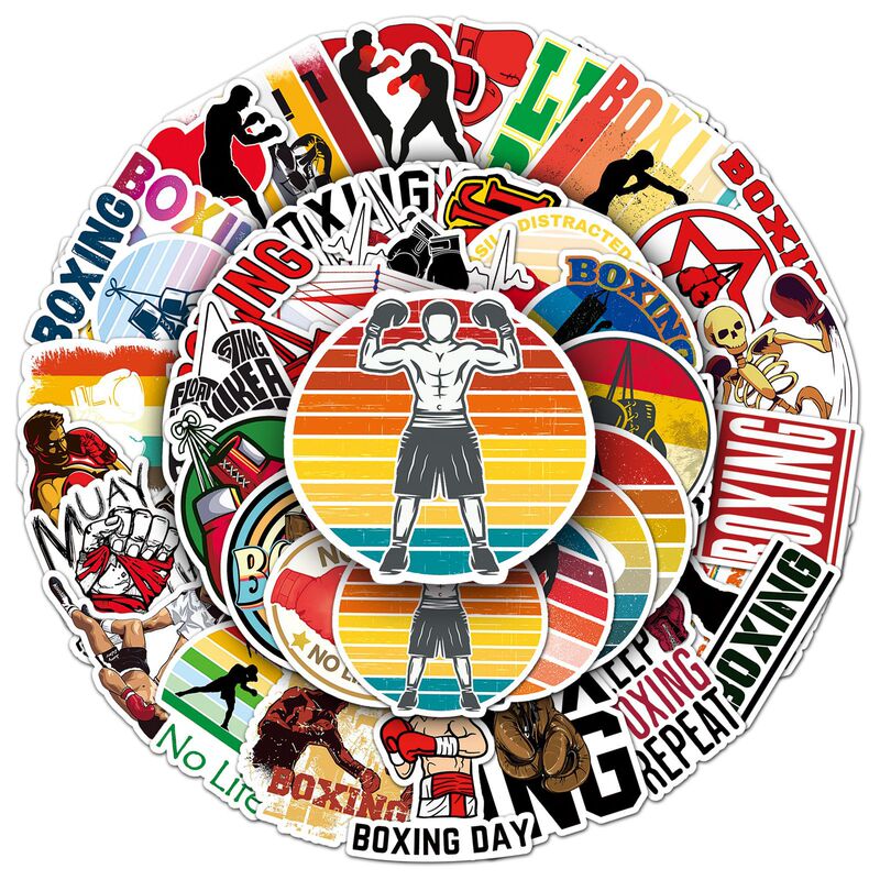 50 Boxing Sports Stickers Cartoon Graffiti Sports Waterproof Decorative Luggage Stationery Dripping Adhesive Stickers