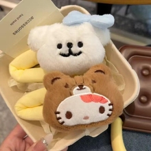 可爱线条发发夹蓝色发圈甜美小熊毛绒侧边掰掰BB少女通刘海碎发