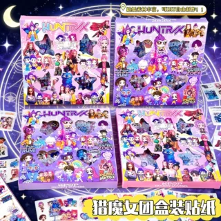 跨境K-pop猎魔女团100枚透明PET高颜值防水手账素材装饰贴画外贸