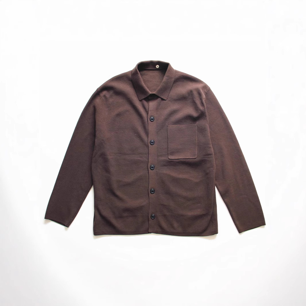 春秋款男士翻领针织衫保暖舒适宽松休闲毛衣开衫时尚潮男纯色外套