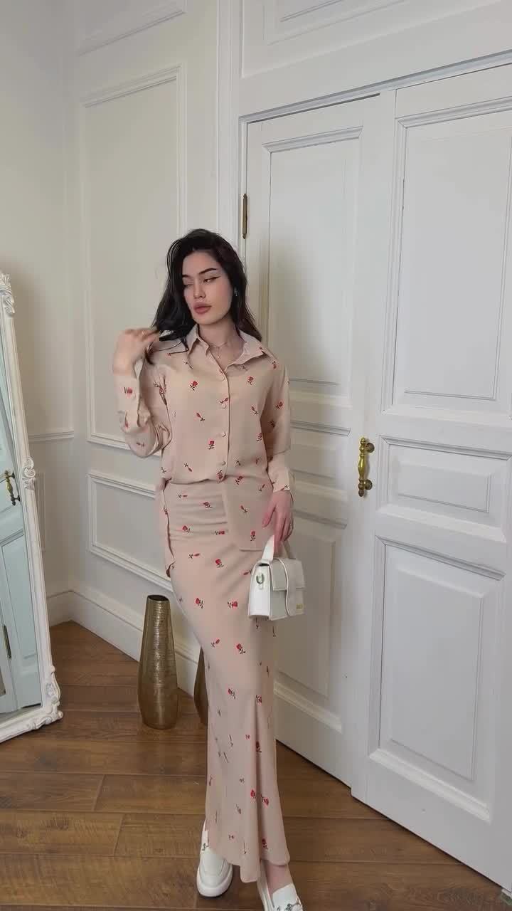 Abbigliamento da donna, estivo, due pezzi, traspirante, casual, con risvolto, vestito con stampa floreale_voghion.com