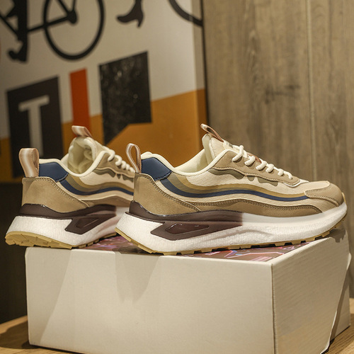 Men's Spring Mesh Casual Sneakers - Versatile Men's Running Shoes with a High-End Feel, Shock Absorption, Thick Sole Loafers - Trendy Shoes