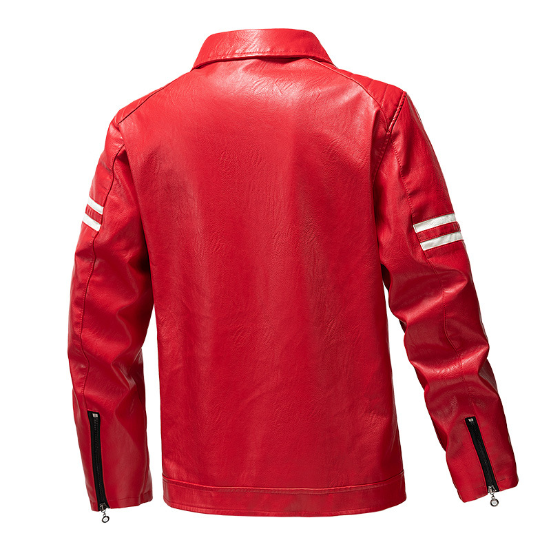 Kleurgeblokt modejack, revers, casual lente en herfst nieuwe stijl rits, slim fit heren motor leren jack_voghion.com