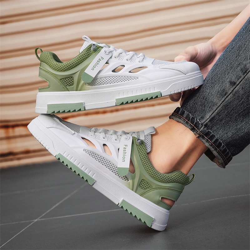 Zapatos de red para hombre 2025 nuevo verano transpirable delgado malla hueca zapatos de malla deportiva zapatos de moda blancos de verano para hombre