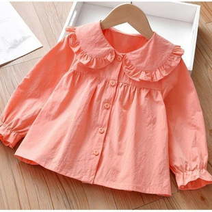 [3688 People Praise] Girls' Fresh Shirts 2025 New Autumn Korean Style Kidsren's Tops Baby Preppy