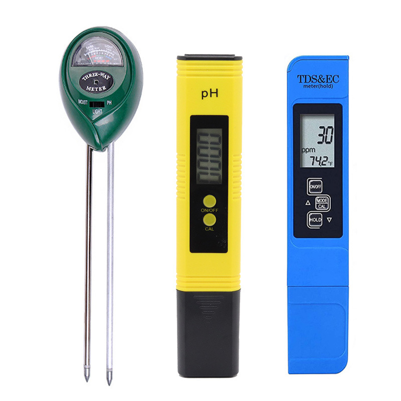 ph酸碱度测试笔ec电导率检测笔三合一圆头土壤仪组合套装