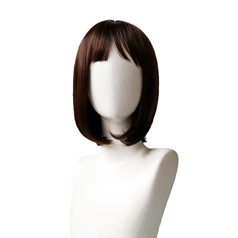 Europa y los Estados Unidos exportan peluccas de mujer hombro Bobo cabeza de fibra química completa franjas de cabello corto cubierta de cabello completo