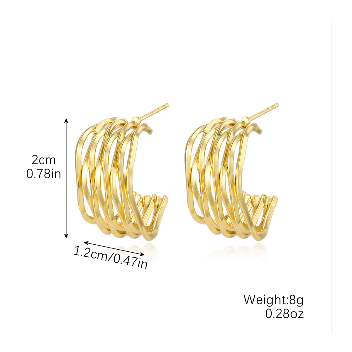 personality high end temperament geometric niche exaggerated metal big earrings female multi layer peach heart gold earrings_voghion.com