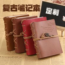 跨境复古笔记本定制皮质旅行手账本创意绑带B6牛皮纸大钥匙日记本