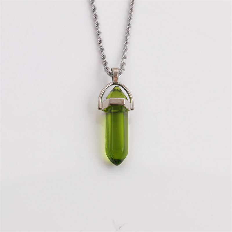 Semi-precious Stone Hexagonal Column Pendants Simple Necklaces Wholesale Jewelry Nihaojewelry display picture 1