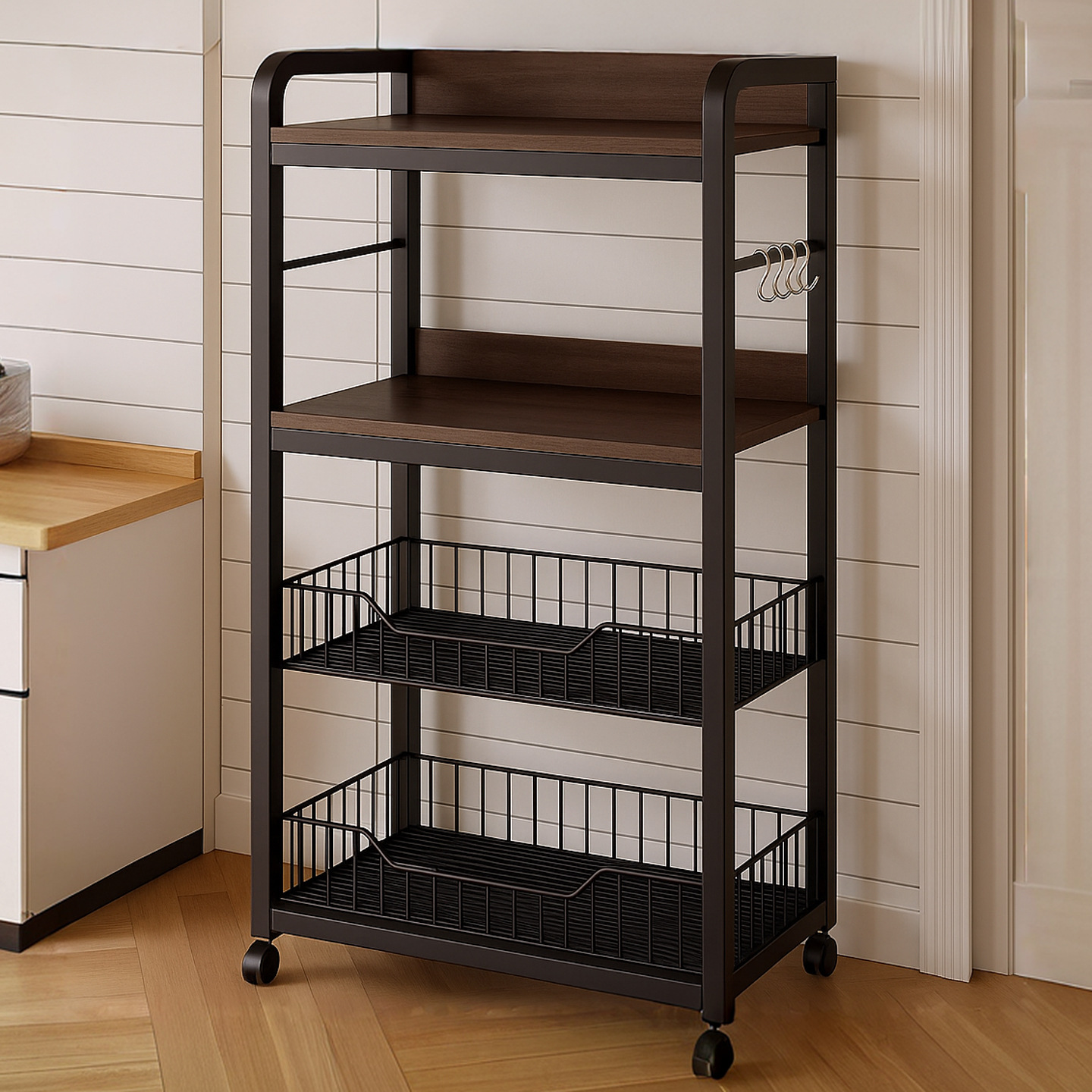 Kitchen Rack Floor-Standing Multi-Layer Microwave Storage Rack Fruit and Vegetable Rack Household Multi-Functional Vegetable Basket Storage Rack