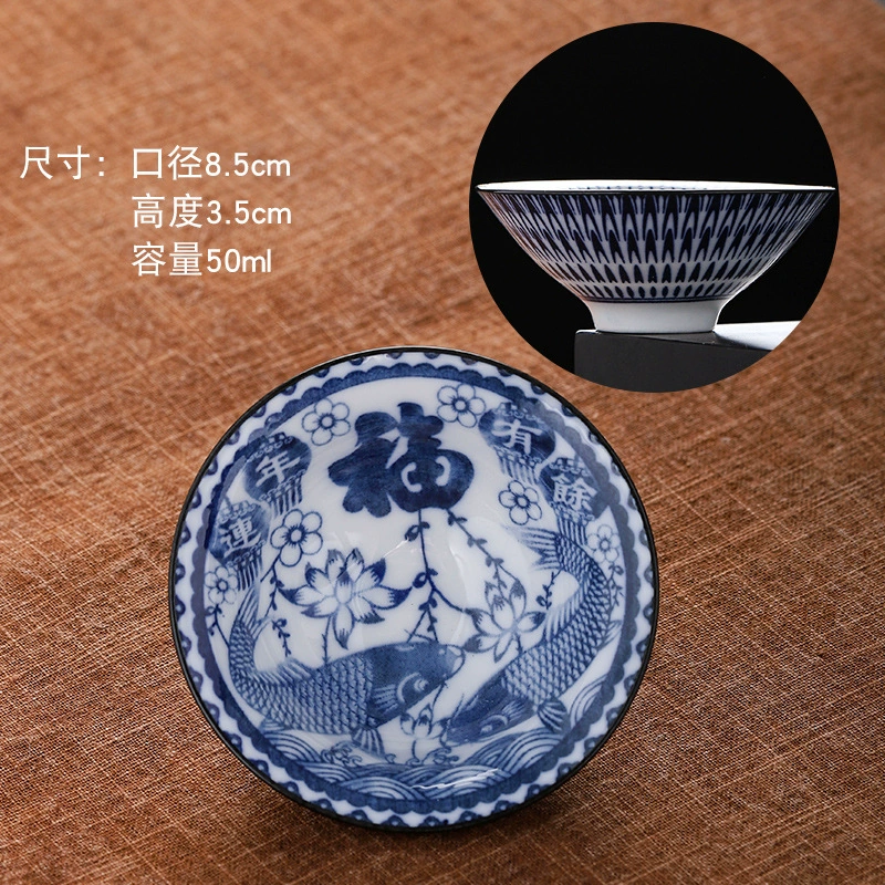 Retro blue and white ceramic tea set, tea cup, Birthday gift