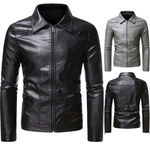 2021 autumn and winter new men's motorcycle clothing fashion youth lapel business leather clothing trend casual jacket coat men