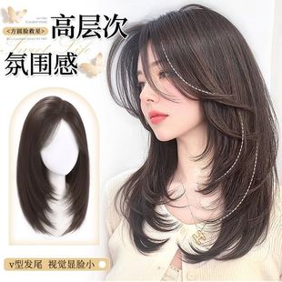 Korean hair-free net wig top reissue fluffy hair volume high cranial top large area high level clavicle hair