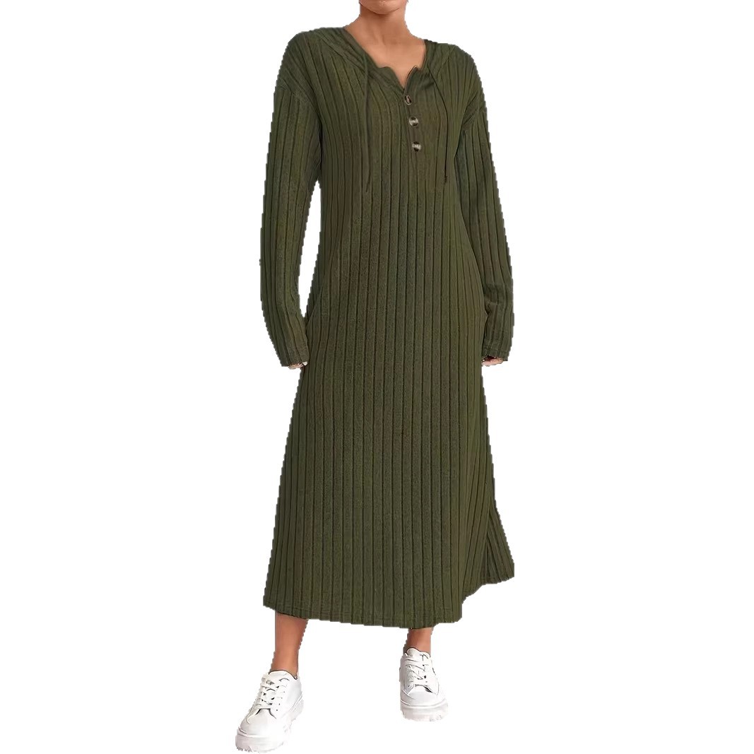 Abito lungo elegante con cappuccio e maniche lunghe, stile arabo mediorientale, per donna musulmana, modello Cross-border 2026_voghion.com