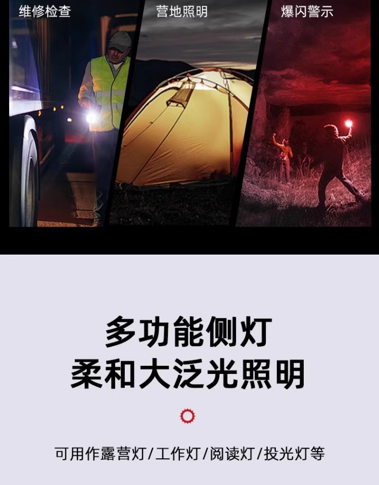 Wholesale Multifunctional Flashlight with Strong Light, Rechargeable, Ultra-Bright, Outdoor Portable Led Spotlight with Magnetic Attachment Work Light