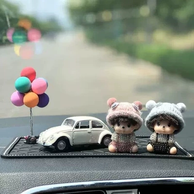 Interior Decorations Car Perfume Box | Car ornaments - 92-two-dolls-car-model-colorful-ball-ornaments-anti-slip-mat