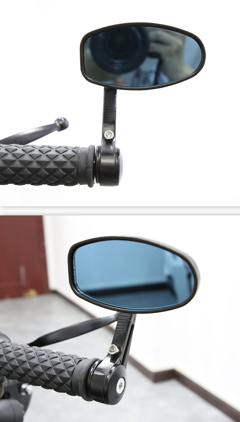 Motorcycle modified rearview mirror all aluminum retro handlebar mirror 22MM handlebar universal oval handlebar mirror