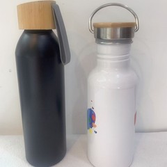 跨境热卖源头工厂竹盖铝杯铝制运动水壶单层户外登山广告骑行水壶