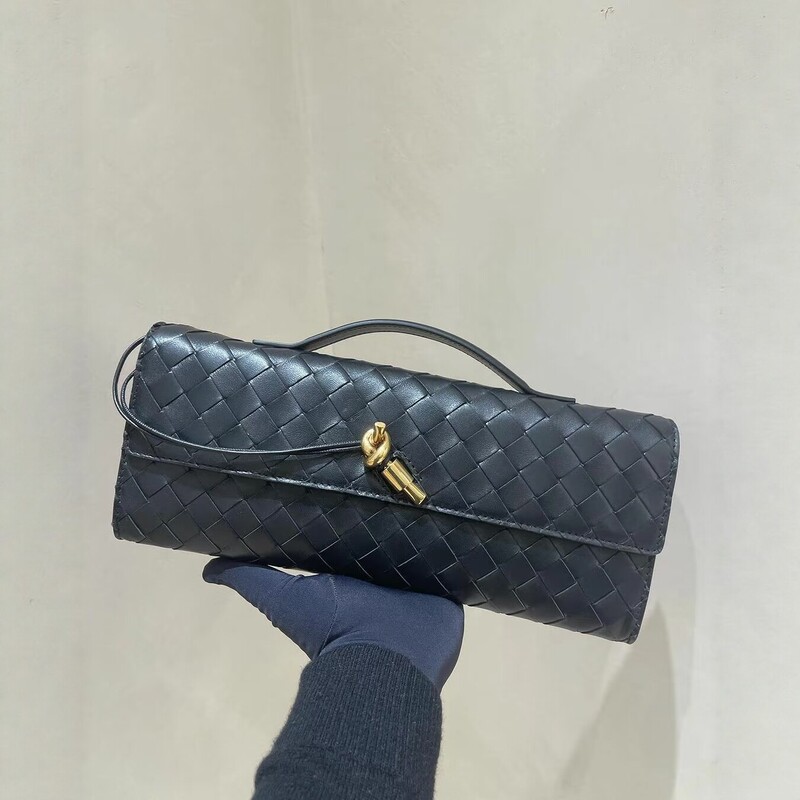 Bv Woven Genuine Leather Horizontal Clutch Bag for Women, High-End Evening Bag, Shoulder Crossbody Bag, Fashionable Baguette Bag for Women