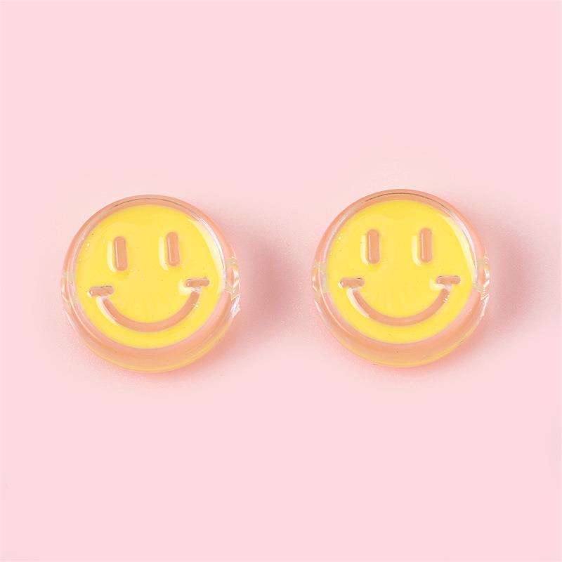 4 Pieces Diameter 22mm Hole 4~4.9mm Arylic Smiley Face Polished Beads display picture 12