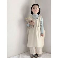 2026春夏秋新品韩版童装儿童简约纯色连衣裙女童背心裙点子裤套装