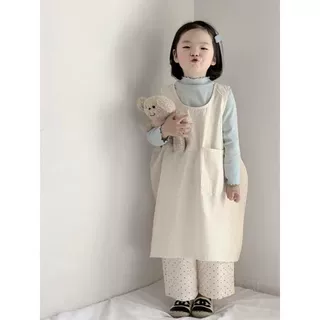 2026春夏秋新品韩版童装儿童简约纯色连衣裙女童背心裙点子裤套装