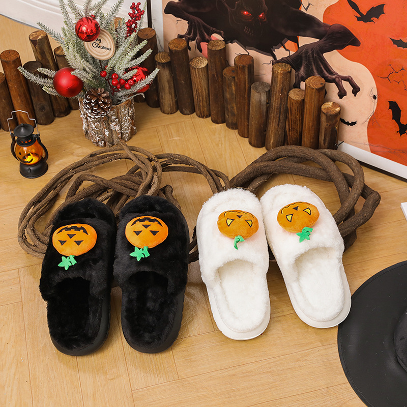 Piccolo ordine di scorta Halloween zucca autunno e inverno uomini e donne coppia pantofole di cotone casa interno_voghion.com